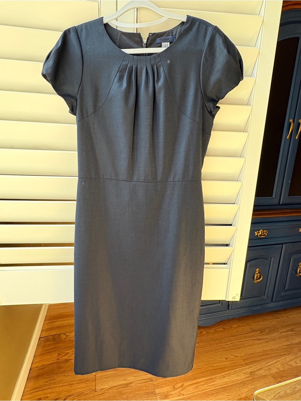 J. Crew Navy Cap-Sleeve Midi Sheath Dress